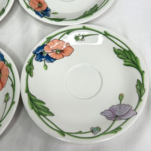 Villeroy & Boch Amapola Vitro Porcelain Saucer Set Of 5 6.5" - Picture 2 of 9